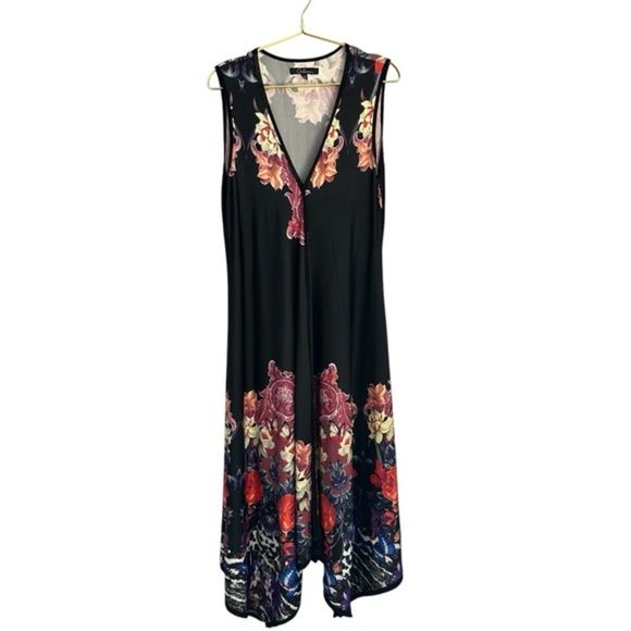 Calessa‎ women’s size Large v-neck with handkerchief style bottom dress - Picture 1 of 10